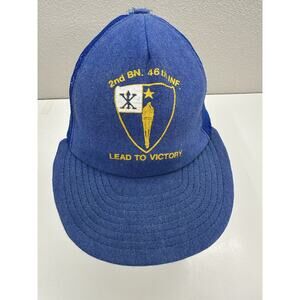 Screen Stars Best Snapback Hat 2nd BN. 46th Inf Army Adjustable Mesh Blue Cap